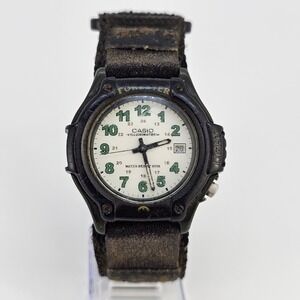 Casio Forester Men's Watch 42MM White Dial Date Brown Nylon Band New Battery